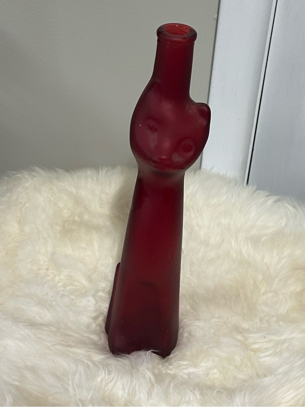 Tall Red Cat Wine Bottle